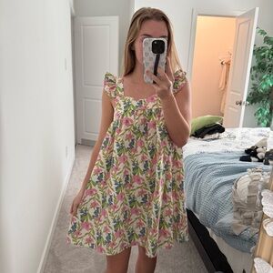 Blu Pepper Pink and Green Floral Dress small